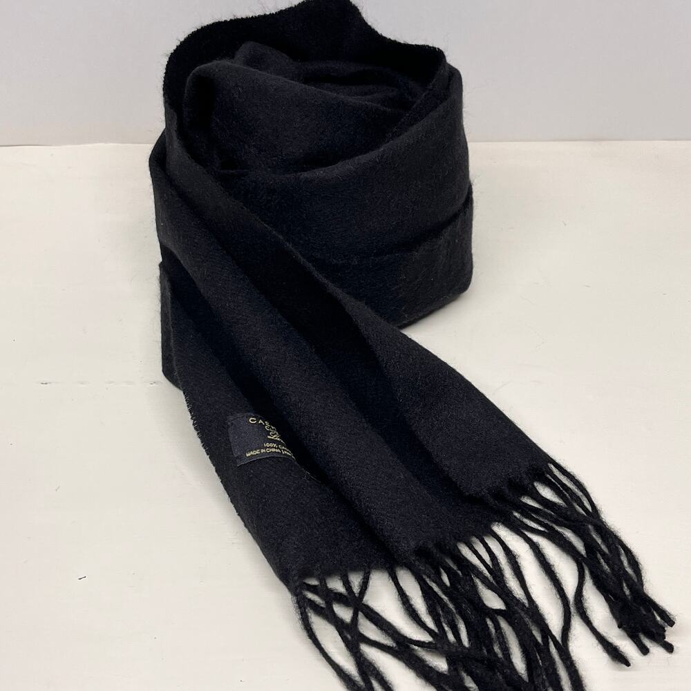 Club Room Unisex Cashmere Fringe Scarf Black